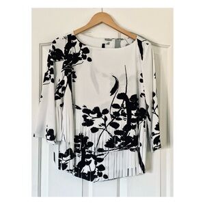 IC By Connie K / B&W Fringe 3/4 Sleeve Blouse